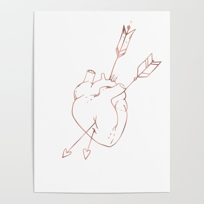Cupid Heart in Pink Rose Gold Poster