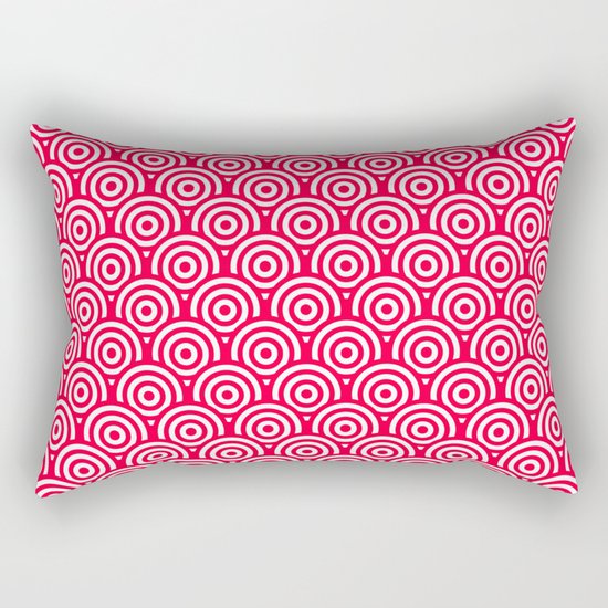 Red/Pink & White Geometric Circle Pattern Rectangular Pillow