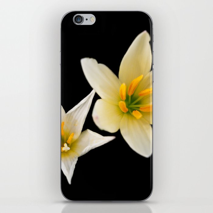White flowers with black iPhone Skin
