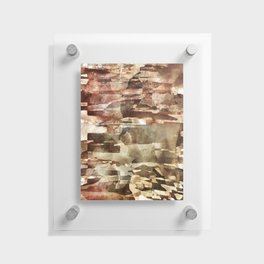 African Dye - Colorful Ink Paint Abstract Ethnic Tribal Organic Shape Art on Earthy Mud Cloth Floating Acrylic Print
