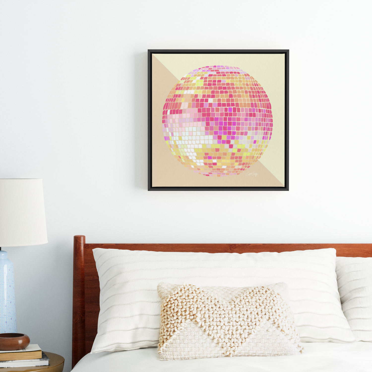 Disco Ball – Pink Ombré Framed Canvas by Cat Coquillette | Society6