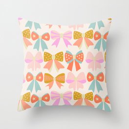 Vintage Cute Bows Pattern - Light Colors Throw Pillow