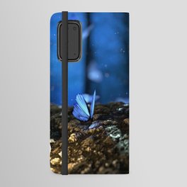 Fantasy bleu butterfly in the woods Android Wallet Case