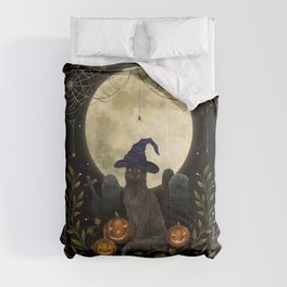 The Black Cat on Halloween Night Comforter