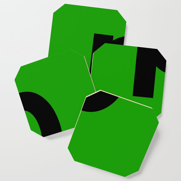letter P (Black & Green) Coaster