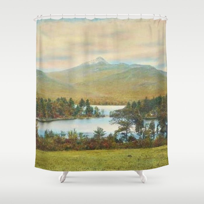 Hand Colored Photograph of Mt. Chocoura, New Hampshire 1920 Charles Henry Sawyer Shower Curtain