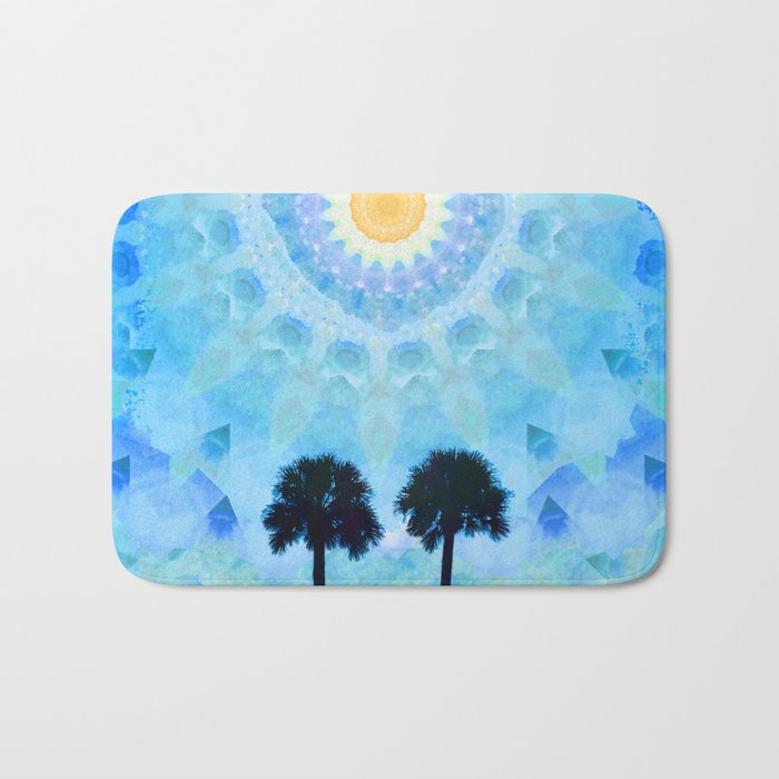 Beachy Palm Tree Mandala Art - Sunny Skies Bath Mat