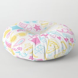 Pink Blue and Yellow Summer Girly Elements Floor Pillow