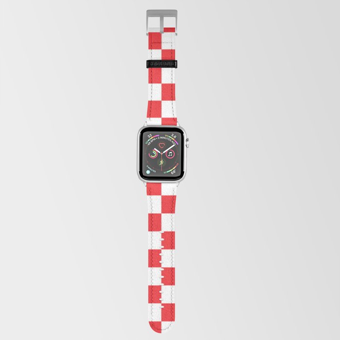 The Croatian checkerboard, Croatian Red White Checks Pattern Apple Watch Band