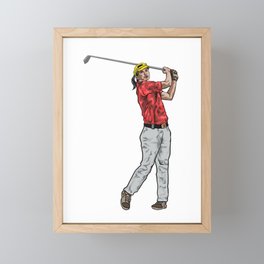 "Female Golfer Drives Ball with Precision" Framed Mini Art Print