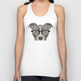 Pit bull with glasses Dog illustration original painting print Tank Top