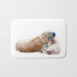 Watercolor Polar Bear Family Bath Mat