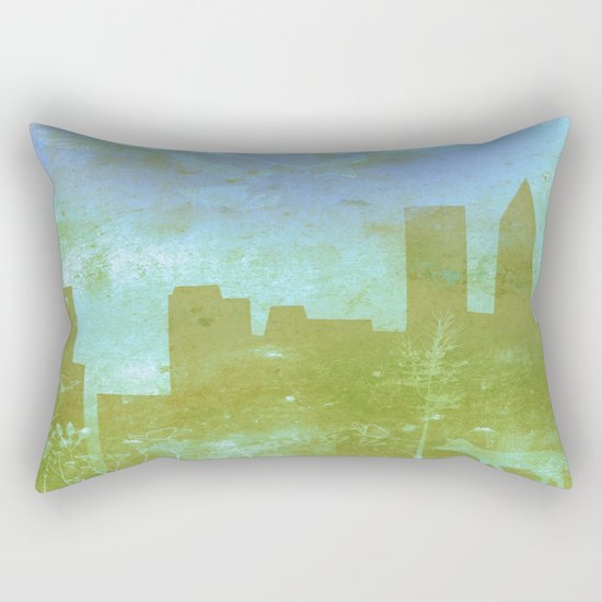 The Hawk and The Fox, town, fox, hawk, blue, white, butterfly Rectangular Pillow