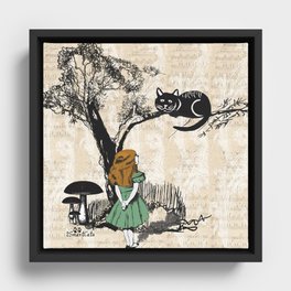 Alice in Wonderland and Cheshire Cat Framed Canvas