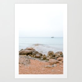 View over the sea in Ibiza | Blue ocean | Travel art photography Europe | Fine art print with pastel tones Art Print