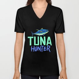 Red Tuna Fish Bluefin Fishing Salad V Neck T Shirt