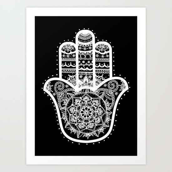 Black & White Hamsa Hand Art Print