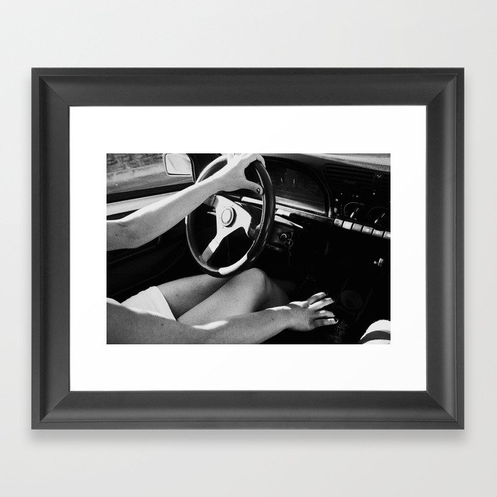 girl driving small car Framed Art Print