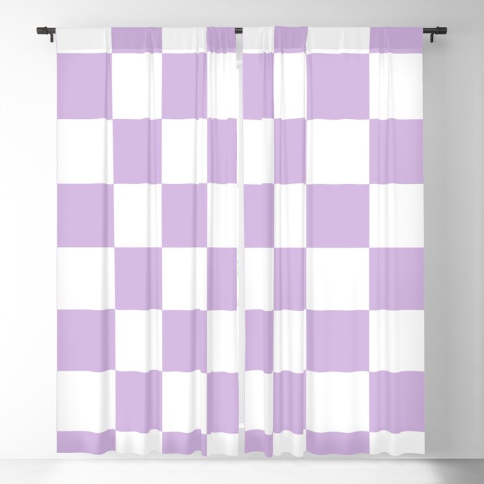 Lilac & White Checkered Pattern Blackout Curtain