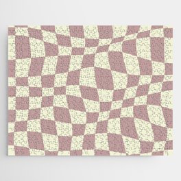 Warped Checkered Pattern (dusty rose pink/cream) Jigsaw Puzzle