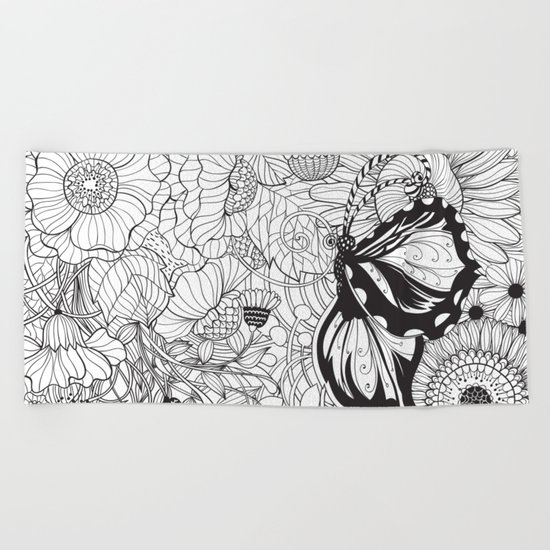 Butterfly garden Beach Towel