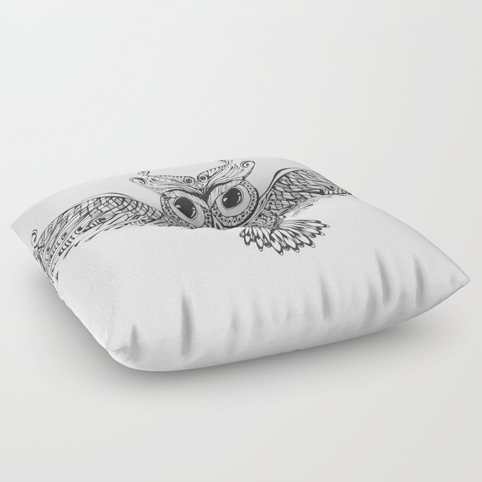 Owl Trace B&W Floor Pillow