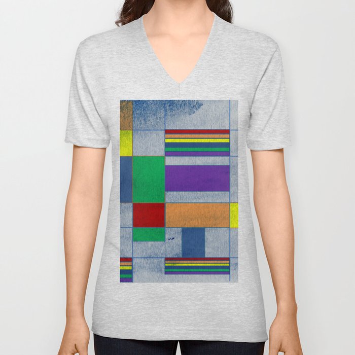Mid-Century Modern Art - Rainbow Pride 1.0 V Neck T Shirt