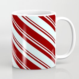 [ Thumbnail: Maroon & Light Cyan Colored Lines/Stripes Pattern Coffee Mug ]