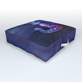 Space cat Outdoor Floor Cushion | Digital, Pet, Surreal, Heaven, Space, Feline, Fantasy, Stripes, Painting, Purplecat 