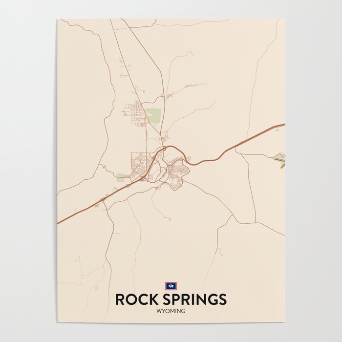 Rock Springs, Wyoming, United States - Vintage City Map Poster