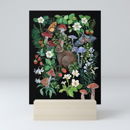 Rabbit and Strawberry Garden Mini Art Print