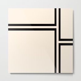 Strong Deco - Minimalist Geometric Design in Black and Almond Cream Metal Print