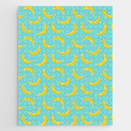 BANANA SMOOTHIE in YELLOW AND WARM WHITE ON BRIGHT TURQUOISE BLUE Jigsaw Puzzle