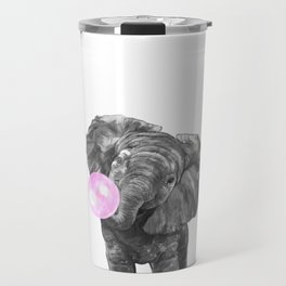 Bubble Gum Elephant Black and White Travel Mug