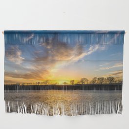 Lake Light - Scenic Sky at Sunset Over Kaw Lake on Winter Evening in Oklahoma Wall Hanging