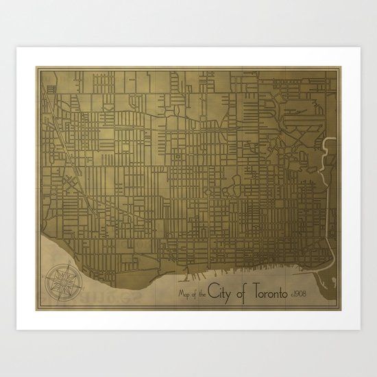 Toronto, Vintage City Map c.1908 Art Print