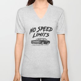 No Speed Limits Fast Tuned Engines Hot Rods Black Unisex V-Neck