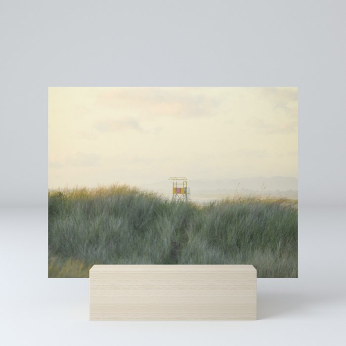 Sunset Beach Sand Dunes Lifeguard Hut West Coast Seaside Oregon Pacific Ocean Northwest Golden Hour Mini Art Print