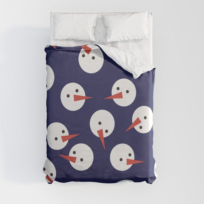 Snowmen pattern on dark Duvet Cover