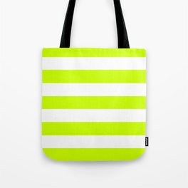 Electric lime - solid color - white stripes pattern Tote Bag