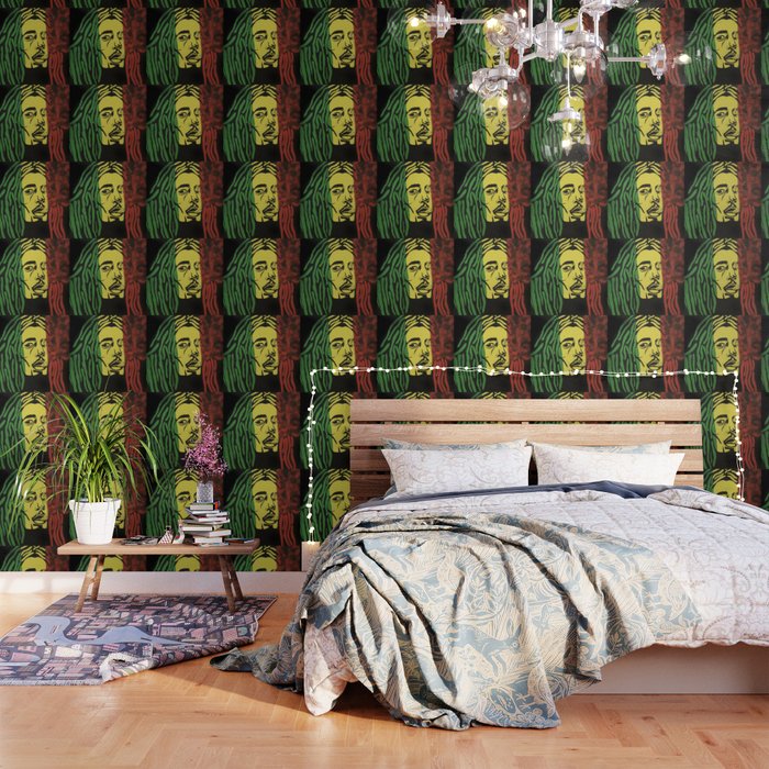 Rasta Man Vibration Jamaica Reggae Music Smoke Ganja Weed Pop Art Portrait Wall Mural Wall Art Paint Wallpaper By Artbydee