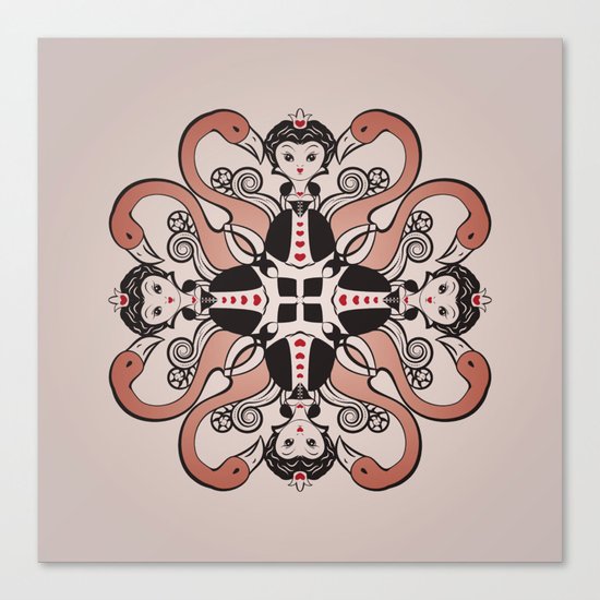 Queen of Hearts mandala Canvas Print