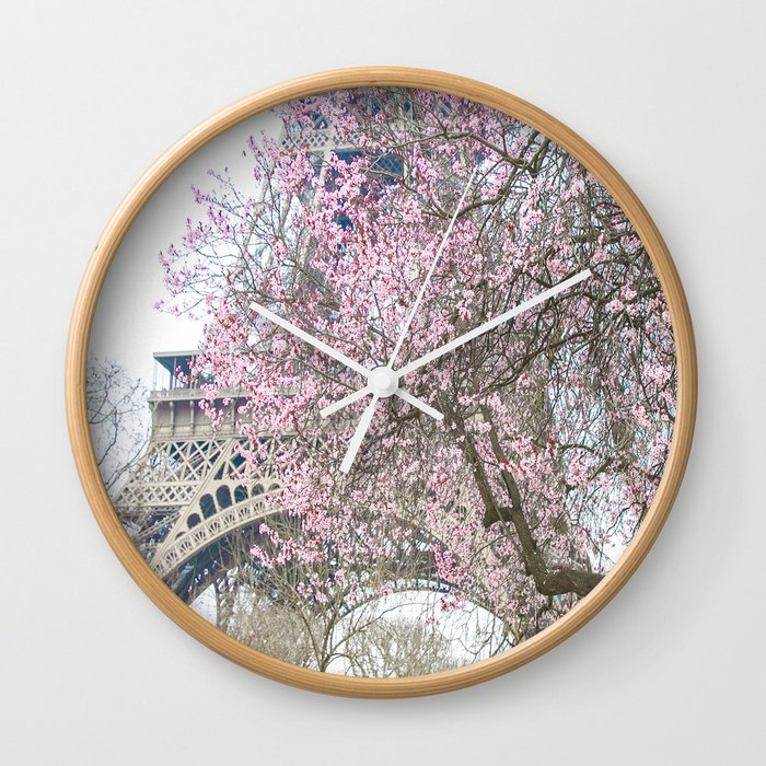 Paris in Springtime with the Eiffel Tower Wall Clock