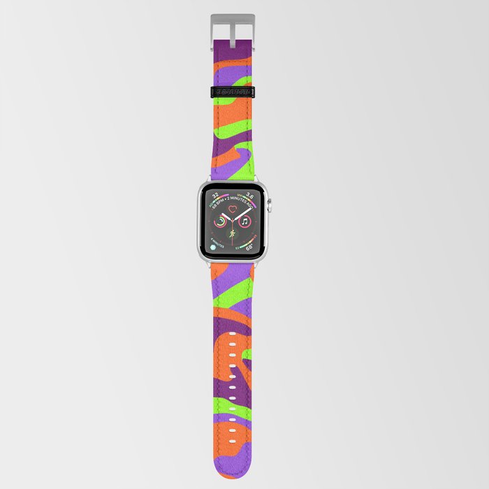 Camouflage Pattern Neon Green Orange Purple Light Purple Apple Watch Band