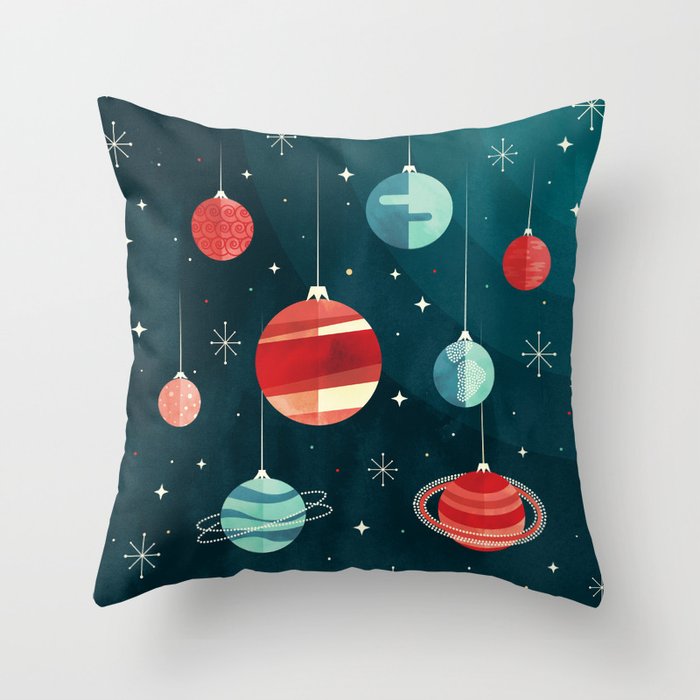 Joy to the Universe (in Teal) Throw Pillow