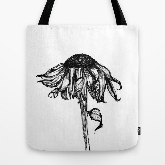 Wilted Flower Ink Drawing Tote Bag by corihederichart ...