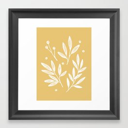 Botanic Pattern - White Yellow Framed Art Print