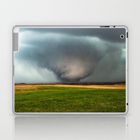 Roaming the Earth - Tornado Rumbles Over Plains Landscape on Spring Day in Kansas Laptop & iPad Skin