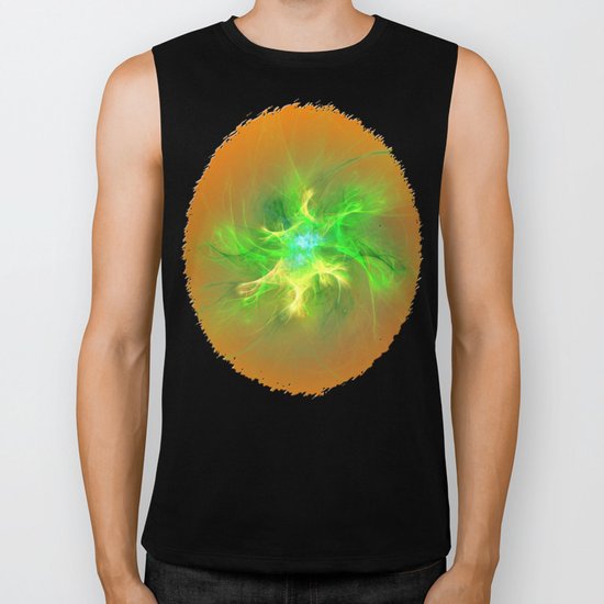 Green Burst Fractal Biker Tank