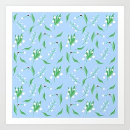 lily of the valley and ladybird blue pattern Art Print